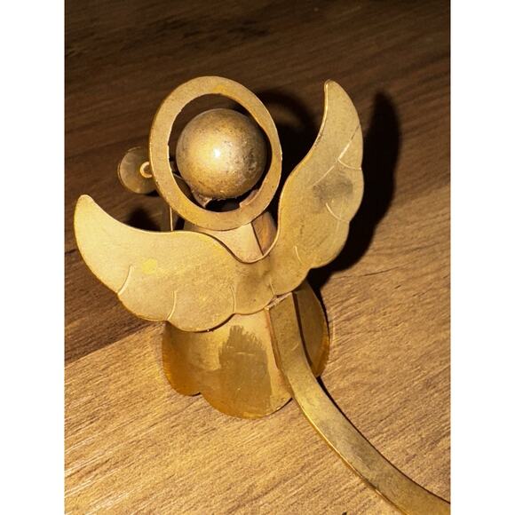 Angel Candle Snuffer Gold Plated On Brass Angel Halo Trumpet Curved Handle VTG - Picture 10 of 11